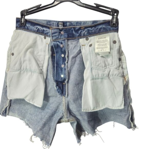 Agolde  Blue High-Waisted Jean Shorts Distressed Size 23 - Picture 3 of 8